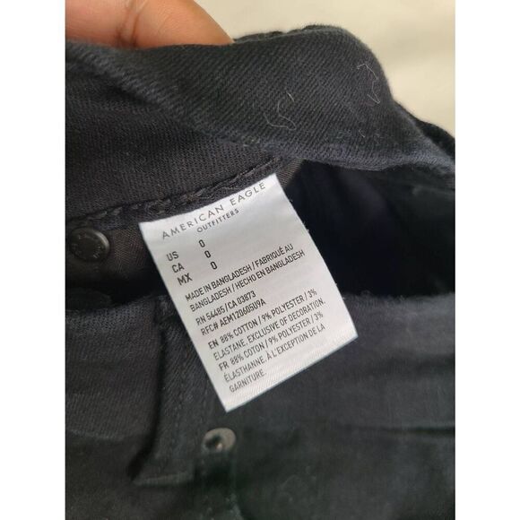 American Eagle Curvy High Rise Shortie Cuffed Shorts Womens Size 0 Black Stretch - Picture 4 of 5